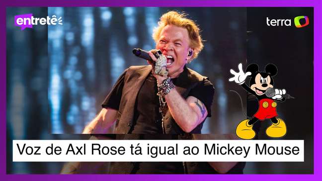Voz de Axl Rose tá igual do Mickey Mouse, reclamam fãs do Guns