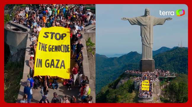 Coletivo faz protesto em apoio a palestinos no Cristo Redentor